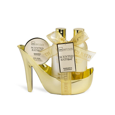 IDC Institute Bath Gold Mini Heel set 3 pezzi confezione scarpa dorata