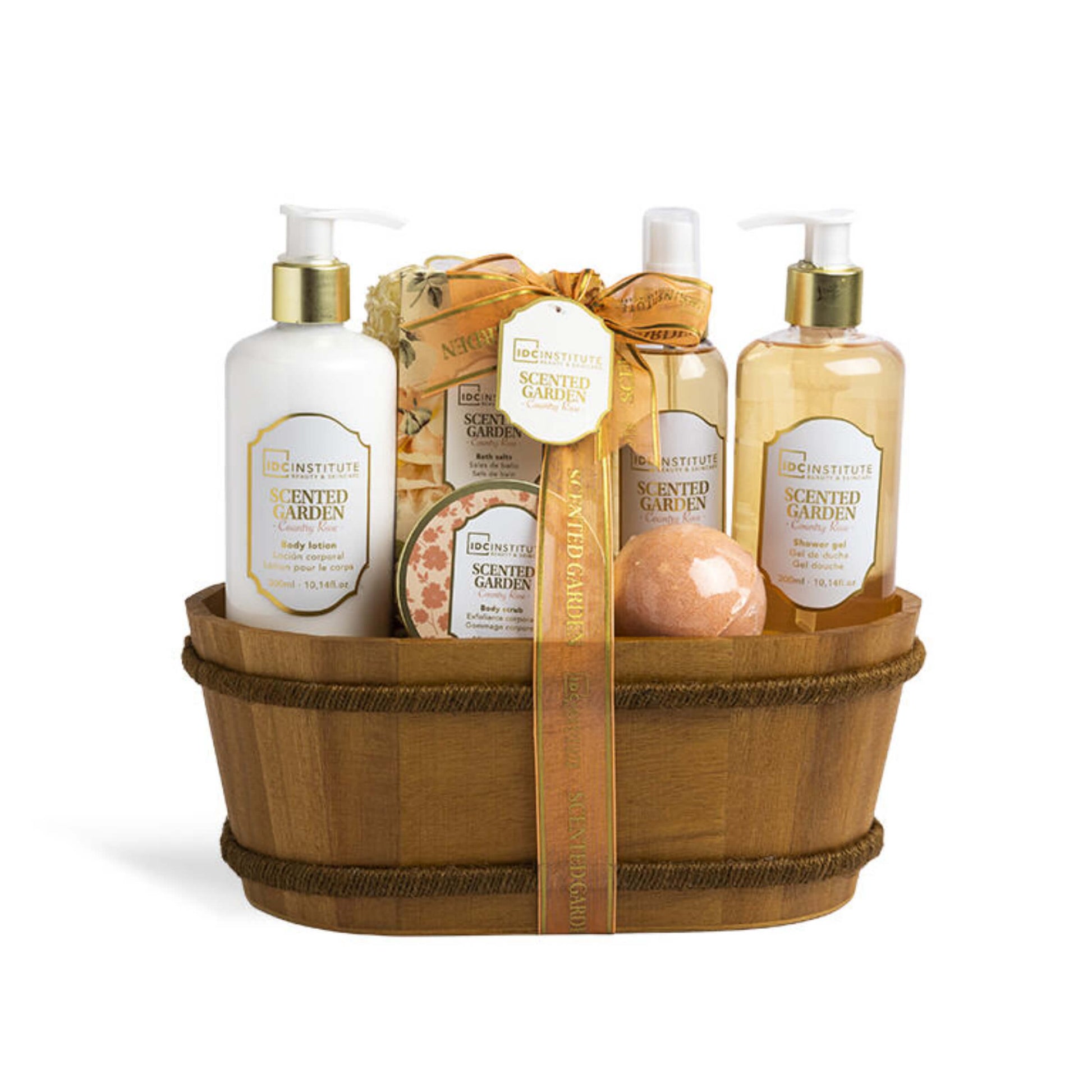 IDC Institute Scented Garden 7 pezzi set benessere cesta legno fragranze avvolgenti
