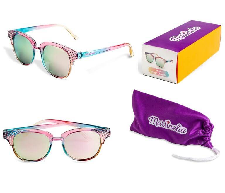 Occhiali Martinelia Pink Glitter polarizzati montatura trasparente sfumata con cristalli UV400
