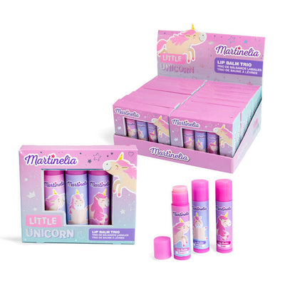 Martinelia Little Unicorn trio 3 balsami labbra bambini formato compatto design unicorno