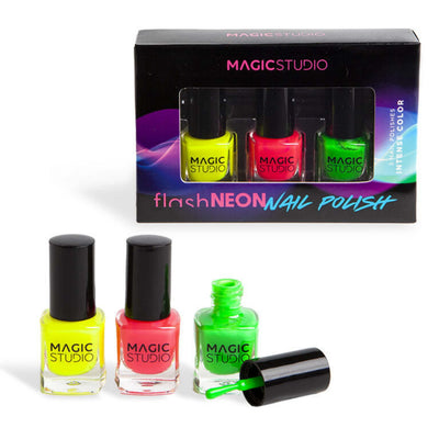 Magic Studio Set 3 smalti Flash Neon tonalità neon finish brillante manicure