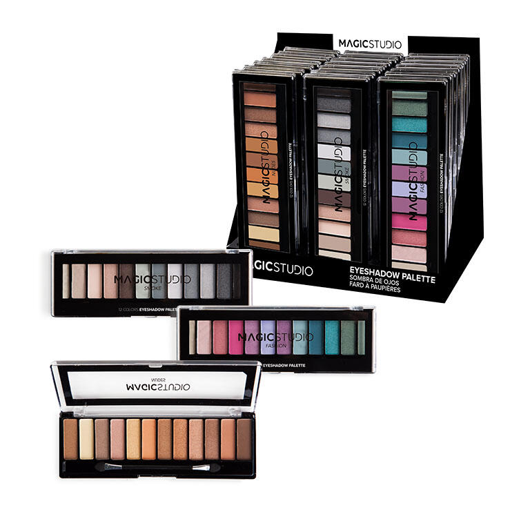 Palette ombretti Magic Studio 12 colori marroni grigi e multicolore 17,5 cm
