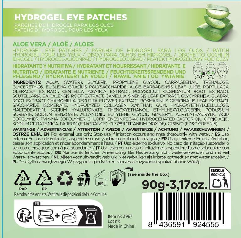 IDC Institute Hydrogel Eye Patch Aloe Vera 60 Paia