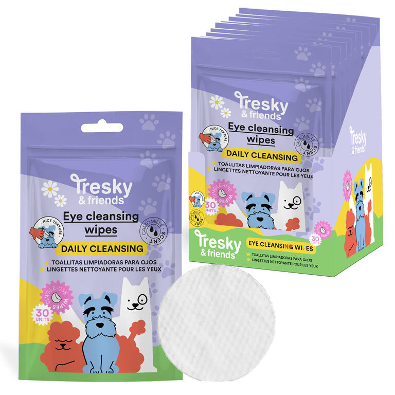 Tresky & Friends 30 Salviette Detergenti Occhi per Cani e Gatti contro le Macchie Lacrimali