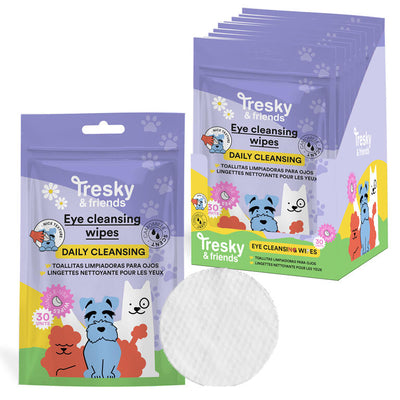 Tresky & Friends 30 Salviette Detergenti Occhi per Cani e Gatti contro le Macchie Lacrimali