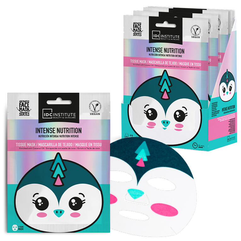 IDC Institute Maschera Viso Pinguino 24 g in Tessuto Vegana Nutrizione Intensa con Olio di Cocco - 77012