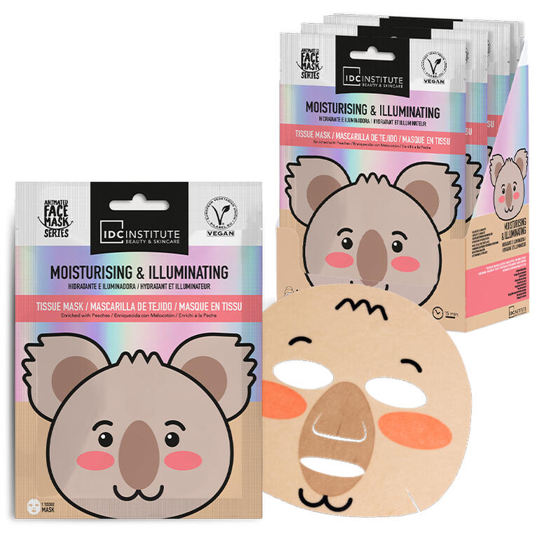 IDC Institute Maschera Viso Koala 24 g in Tessuto Vegana Idratante e Illuminante - 77031