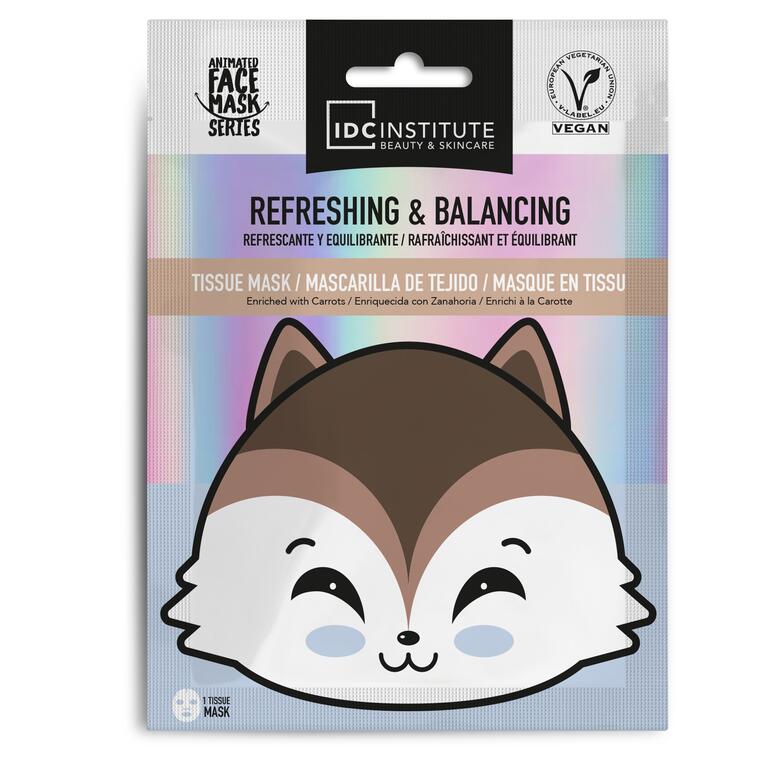 IDC Institute Maschera Viso Fox 24 g in Tessuto Vegana Rinfrescante ed Equilibrante con Estratto di Carota - 77032