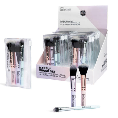 IDC Institute set 3 pennelli trucco con custodia trasparente