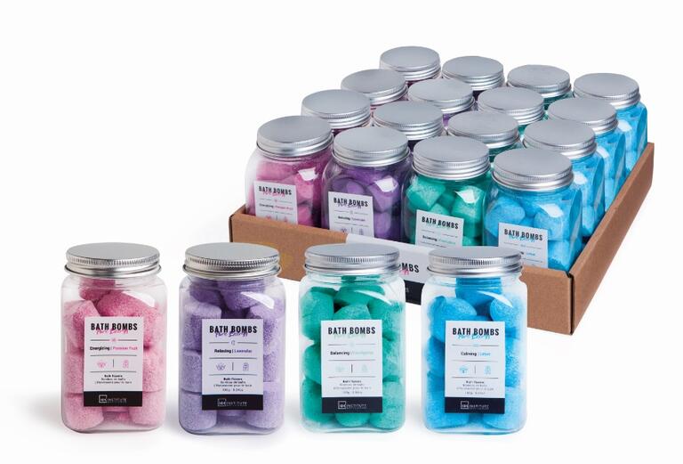 IDC Institute bombe da bagno 160g barattolo trasparente sfere effervescenti