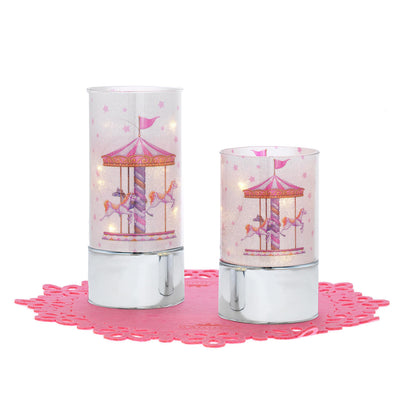 Bagutta Lampade LED in Vetro Giostra Azzurra e Rosa 4 pezzi con Espositore