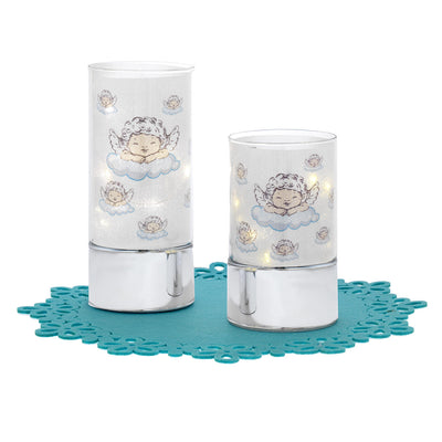 Bagutta Lampade LED in Vetro Angioletti Azzurri e Rosa 4 pezzi con 2 Panni
