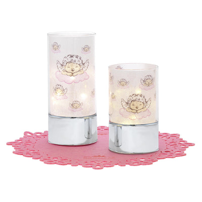 Bagutta Lampade LED in Vetro Angioletti Azzurri e Rosa 4 pezzi con 2 Panni