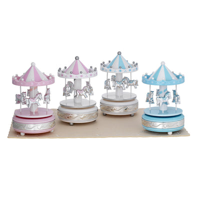 Bagutta Giostre Musicali in Acrilico con Fascia Argentata Assortite 10x18 cm 4 pezzi con Espositore