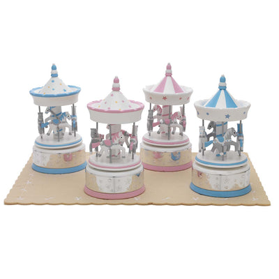 Bagutta Giostre Carillon in Legno con Fascia Argentata Assortite 11x23 cm 4 pezzi con Espositore