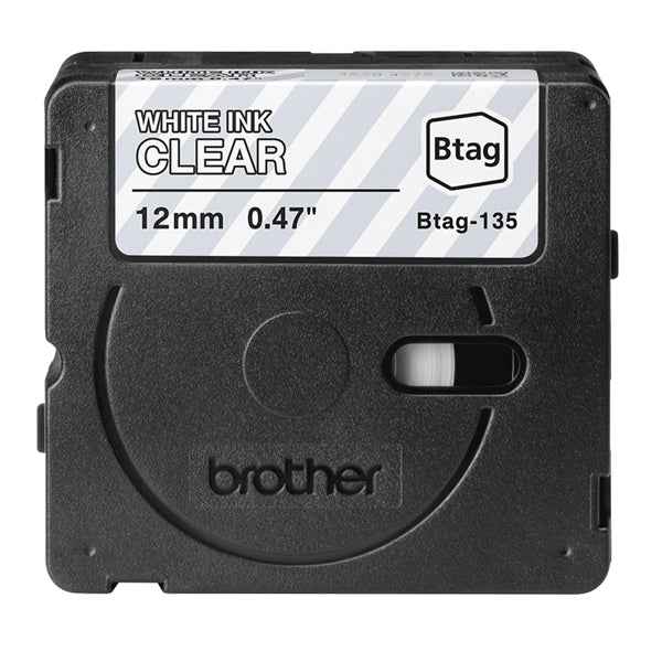 Brother - Nastro -  Bianco/Trasparente - BTAG135 - 12mm x 8mt