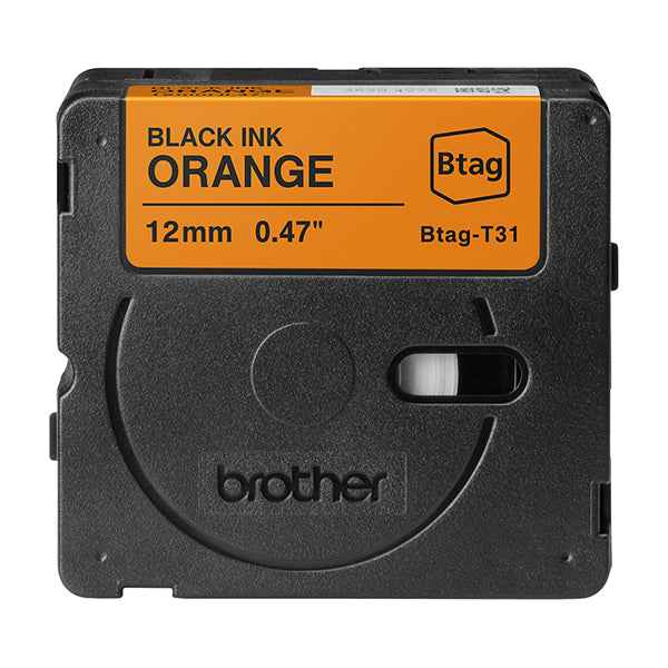 Brother - Nastro adesivo - Nero/Arancione - 12mm x 4mt - BTAGT31