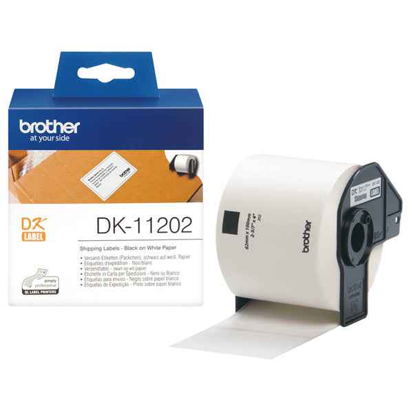 Brother - Rotolo 300 Etichette 62 x 100 mm - Nero/Bianco - DK-11202