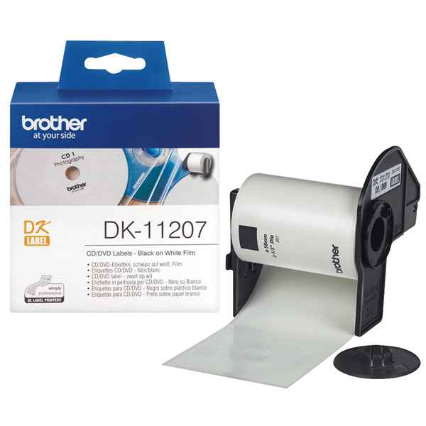 Brother - Rotolo 100 Etichette CD diametro 58mm - Nero/Bianco - DK-11207