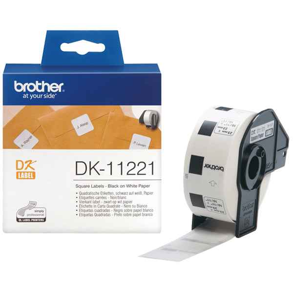 Brother - Rotolo 1000 Etichette quadrate 23 x 23 mm - Nero/Bianco - DK-11221
