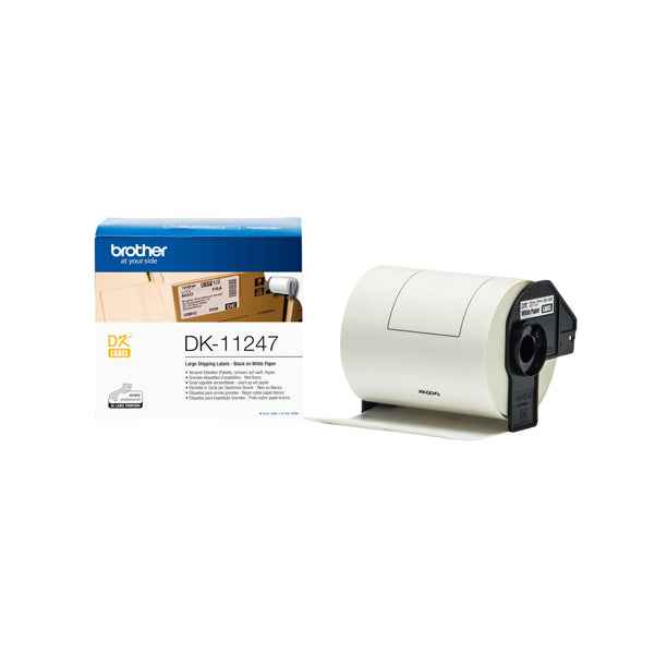 Brother - Rotolo 180 Etichette - carta adesiva - Nero/Bianco- 103,6 mm x 164,3 mm - DK-11247