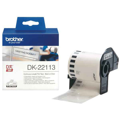 Brother - Nastro adesivo - in pellicola - Nero/Trasparente - 62mm x 15,24mt - DK-22113
