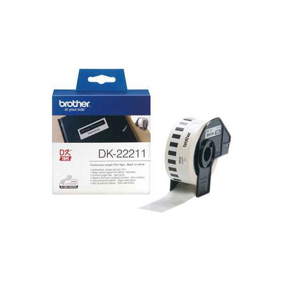 Brother - Nastro adesivo - in pellicola - Nero/Bianco - 29mm x 15,24mt - DK-22211