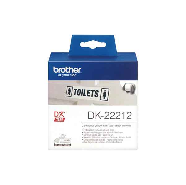 Brother - Nastro adesivo - in pellicola - Nero/Bianco - 62mm x 15,24mt - DK-22212