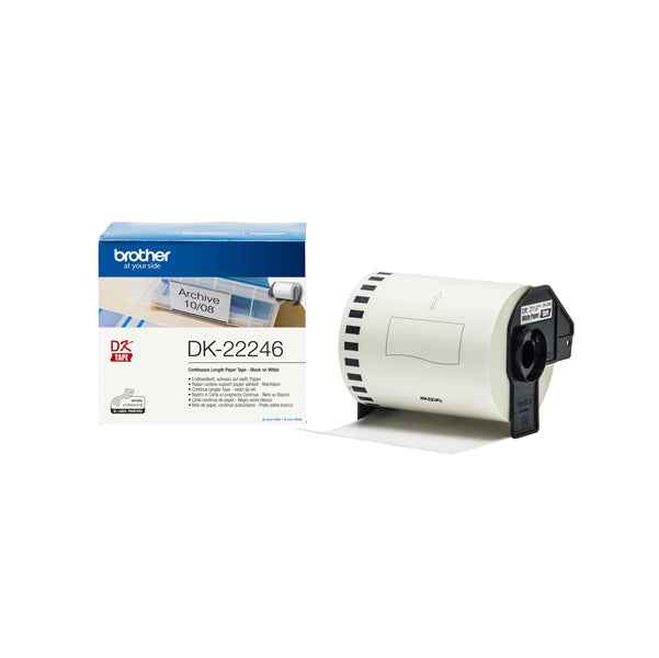 Brother - Rotolo etichetta continua - carta adesiva - Nero/Bianco - 103,6 mm x 30,48 mt - DK-22246