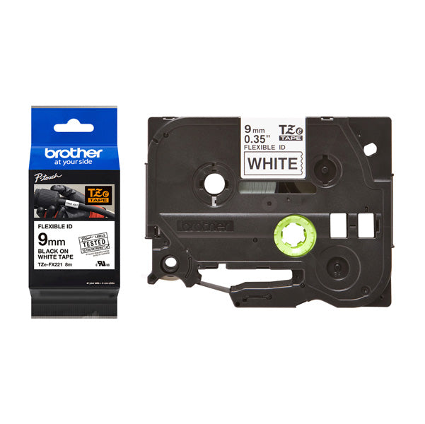 Brother - Nastro laminato flessibile - Nero / Bianco - TZEFX221 - 9mm x 8mt