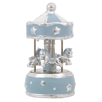 Bagutta Giostra Carillon Musicale con Luci, Cavalli e Stelle Azzurra 10x18 cm