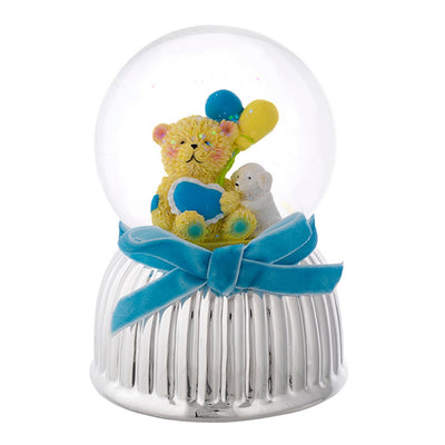 Bagutta Carillon Sfera di Neve Musicale Orsetto con Palloncini Azzurro 9x13 cm