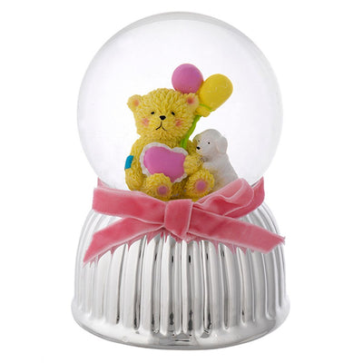 Bagutta Carillon Sfera di Neve Musicale Orsetto con Palloncini Rosa 9x13 cm