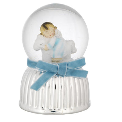 Bagutta Carillon Sfera di Neve Musicale Angioletto con Agnellino Azzurro 9x13 cm