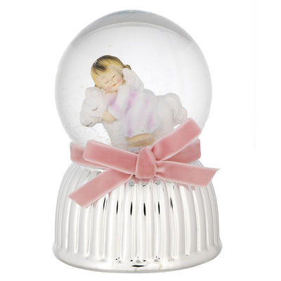 Bagutta Carillon Sfera di Neve Musicale Angioletto con Agnellino Rosa 9x13 cm