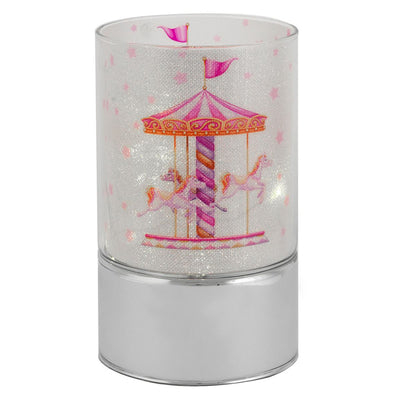 Bagutta Lampada LED in Vetro Giostra Rosa Batterie Incluse 9x15 cm