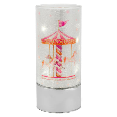 Bagutta Lampada LED in Vetro Giostra Rosa Batterie Incluse 9x20 cm