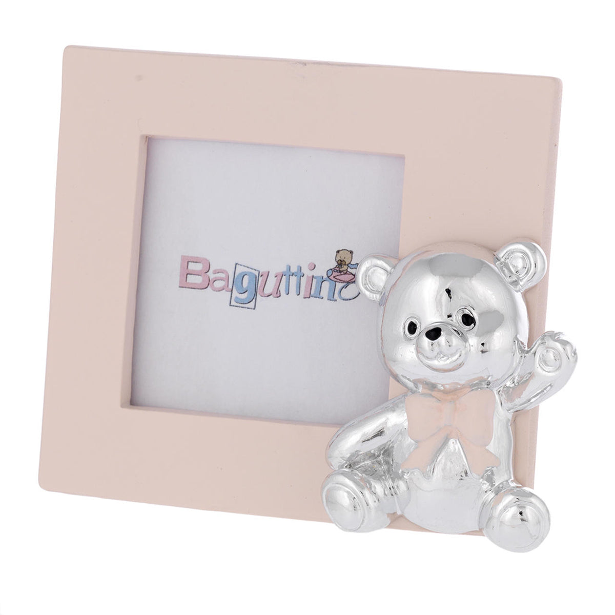 Bagutta Baguttino Portafoto Rosa con Orsetto che Saluta Formato Grande