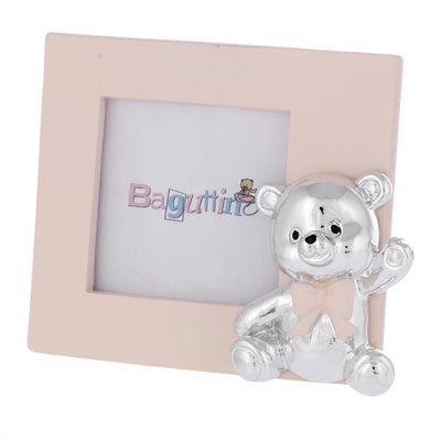 Bagutta Baguttino Portafoto Rosa con Orsetto che Saluta Formato Grande
