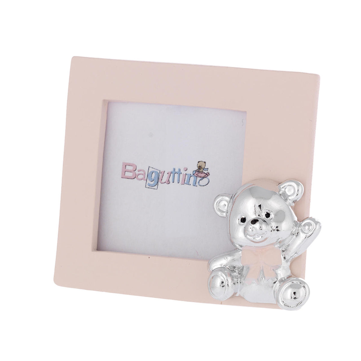 Bagutta Baguttino Portafoto Rosa con Orsetto che Saluta Formato Piccolo