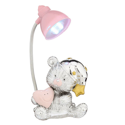 Bagutta Mini Lampada LED da Tavolo Orsetto con Cuore e Stella Rosa 10-13 cm