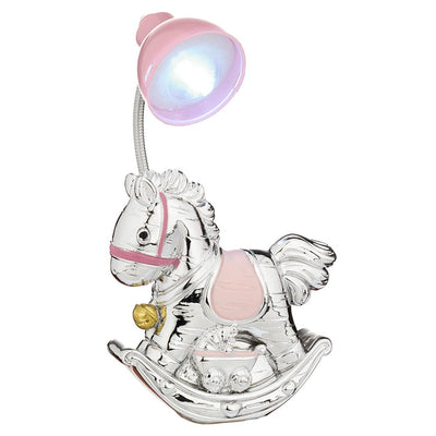 Bagutta Mini Lampada LED da Tavolo Cavallino a Dondolo Rosa 10-13 cm