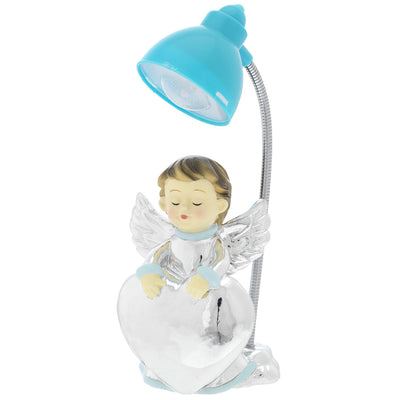 Bagutta Mini Lampada LED da Tavolo Angioletto con Cuore Azzurra 10-13 cm
