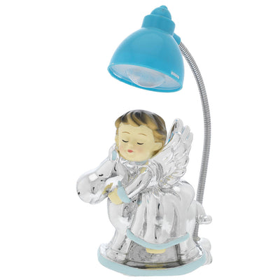 Bagutta Mini Lampada LED da Tavolo Angioletto su Cavallino Azzurra 10-13 cm