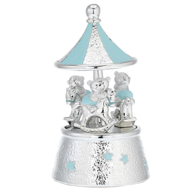 Bagutta Giostra Musicale con Orsetti a Dondolo, Cupola Conica Azzurra 10x17 cm