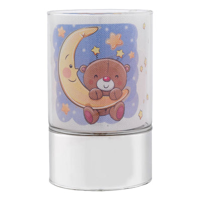 Bagutta Lampada LED in Vetro Orsetto sulla Luna Azzurro Batterie Incluse 9x15 cm