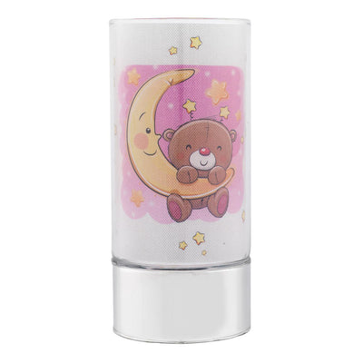Bagutta Lampada LED in Vetro Orsetto sulla Luna Rosa Batterie Incluse 9x20 cm