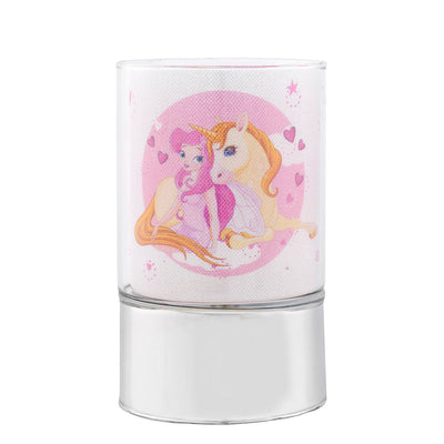 Bagutta Lampada LED in Vetro Unicorni Rosa Batterie Incluse 9x15 cm