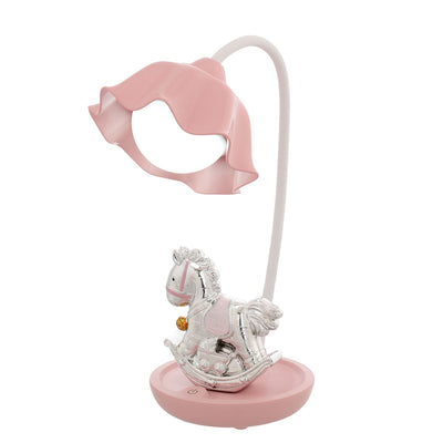 Bagutta Lampada LED Touch da Tavolo USB Ricaricabile Cavallino a Dondolo Rosa 30 cm