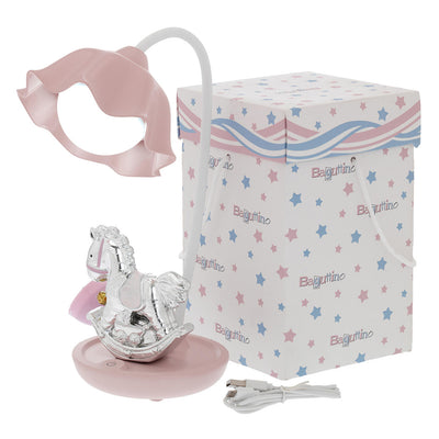 Bagutta Lampada LED Touch da Tavolo USB Ricaricabile Angioletto su Cavallino Rosa 30 cm